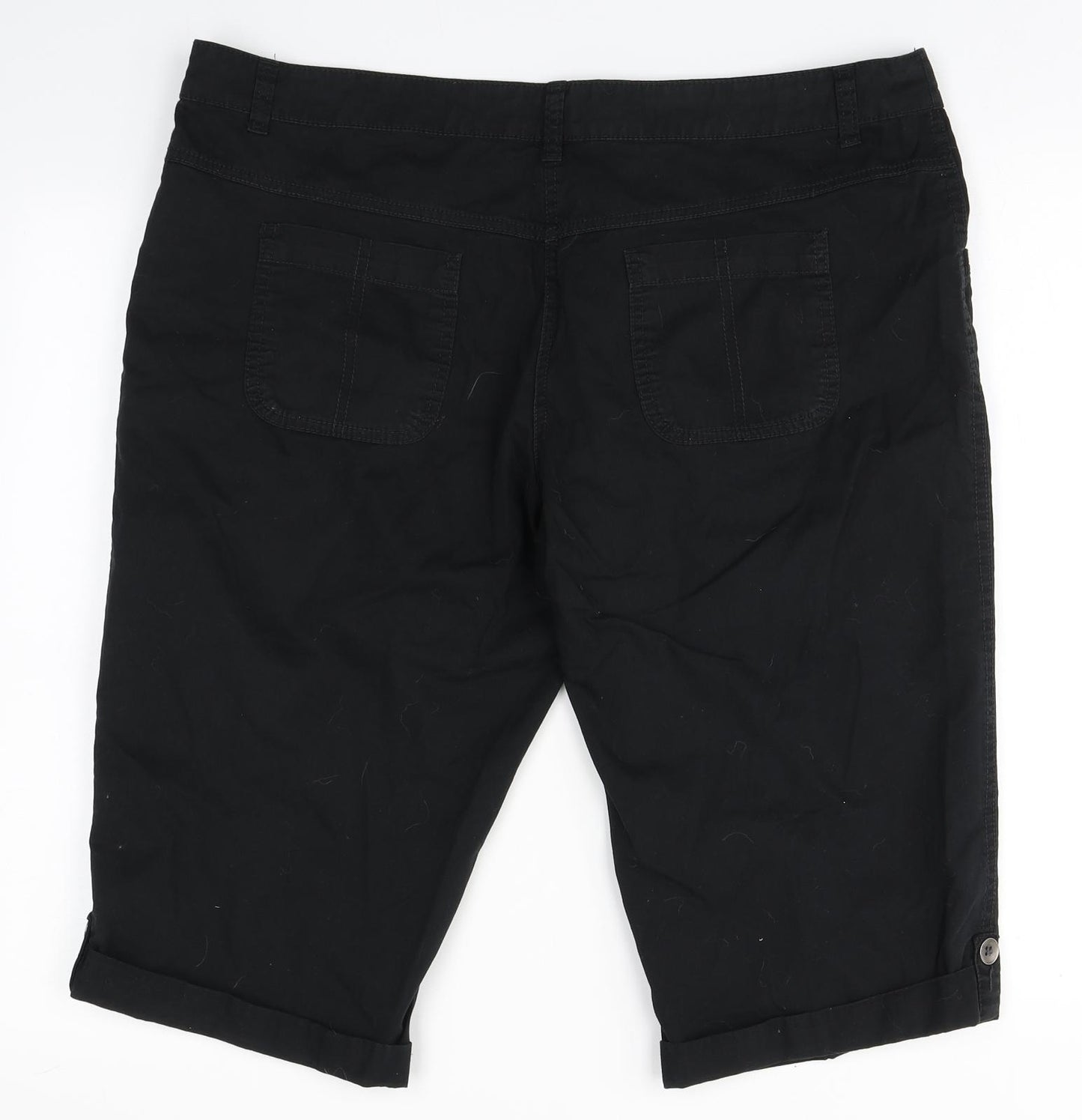 F&F Womens Black  Cotton Cargo Shorts Size 16 L17 in Regular