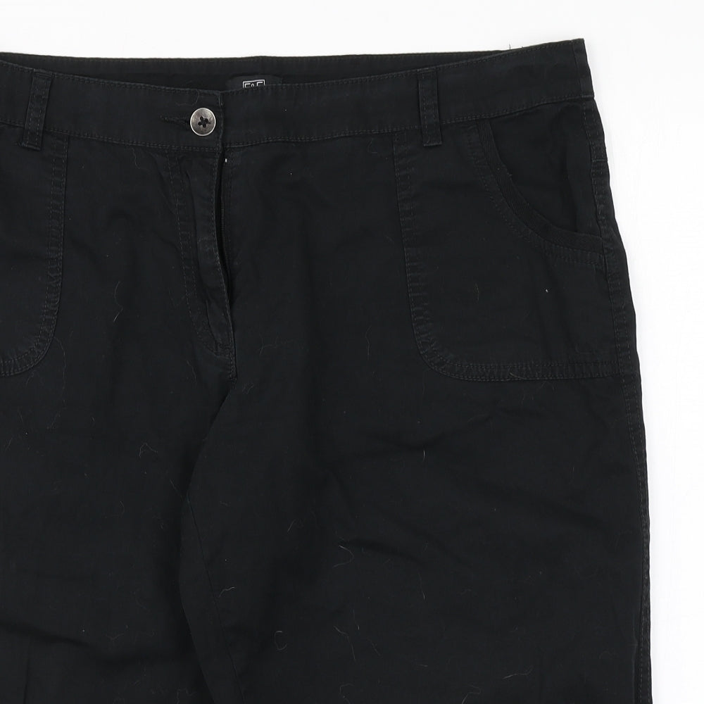 F&F Womens Black  Cotton Cargo Shorts Size 16 L17 in Regular