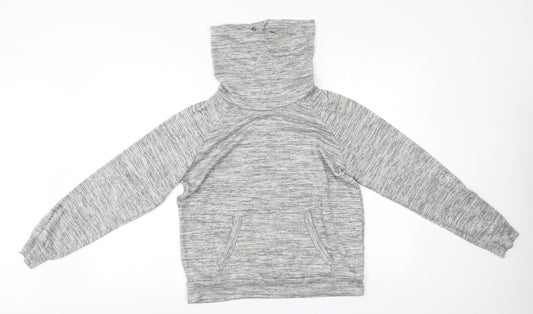 Front view of Primark # women’s grey roll neck polyester jumper, size UK 14