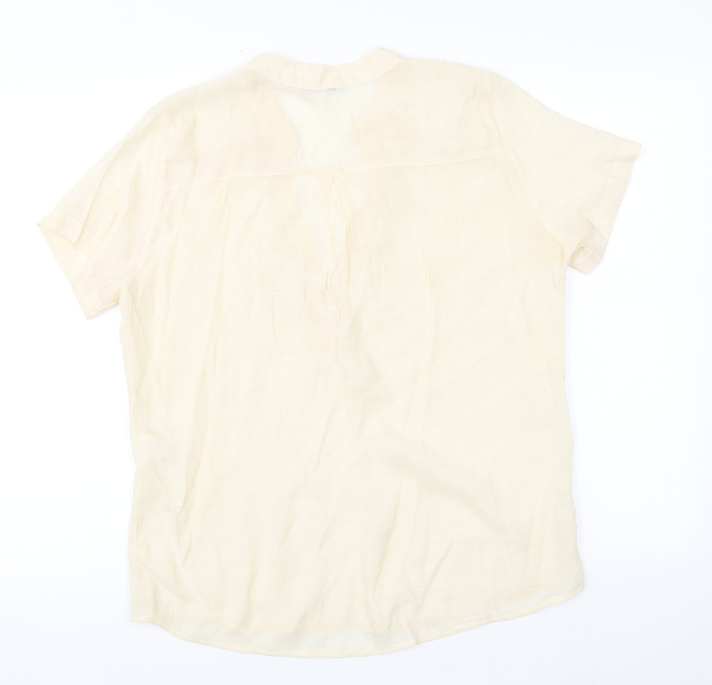 Preworn Womens Beige  Viscose Basic Blouse Size M Round Neck