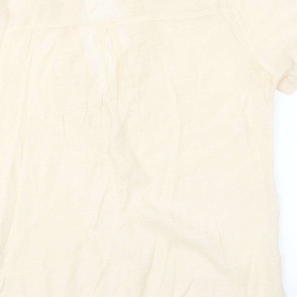 Preworn Womens Beige  Viscose Basic Blouse Size M Round Neck