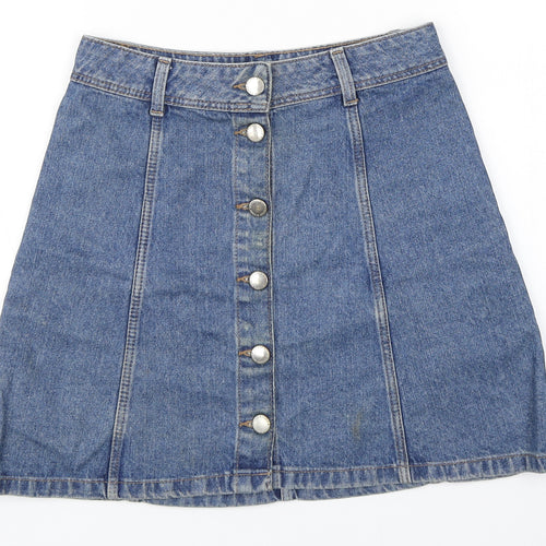 Divided Womens Blue  Cotton A-Line Skirt Size 6