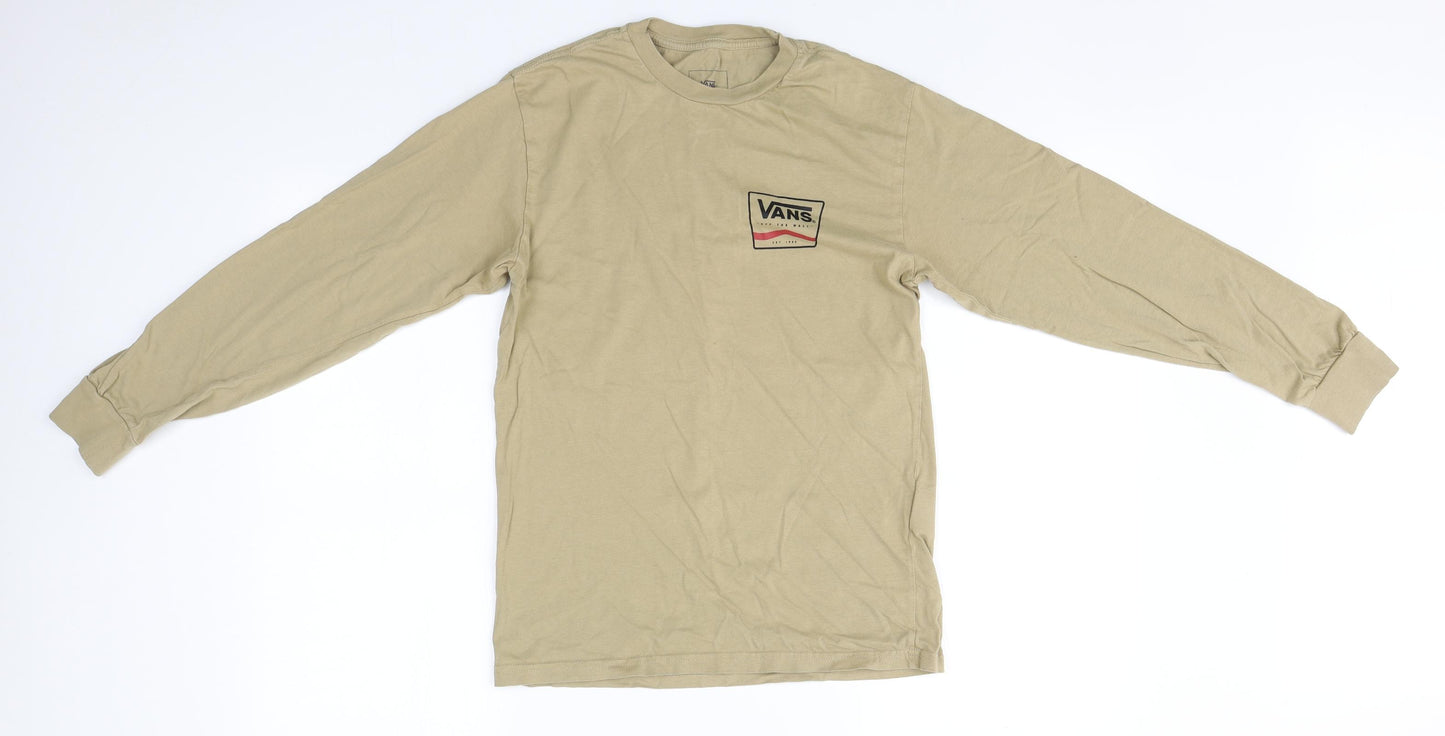 VANS Mens Green  Cotton  T-Shirt Size S Round Neck