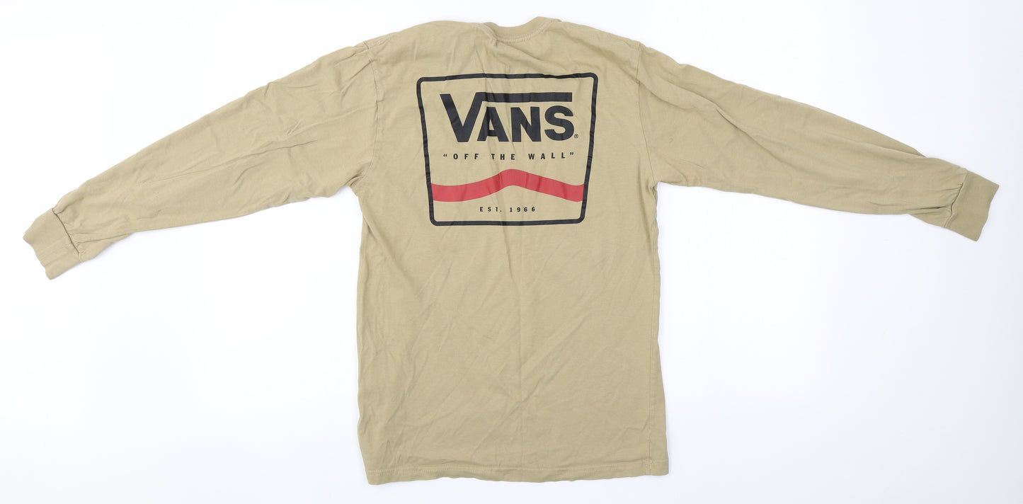 VANS Mens Green  Cotton  T-Shirt Size S Round Neck