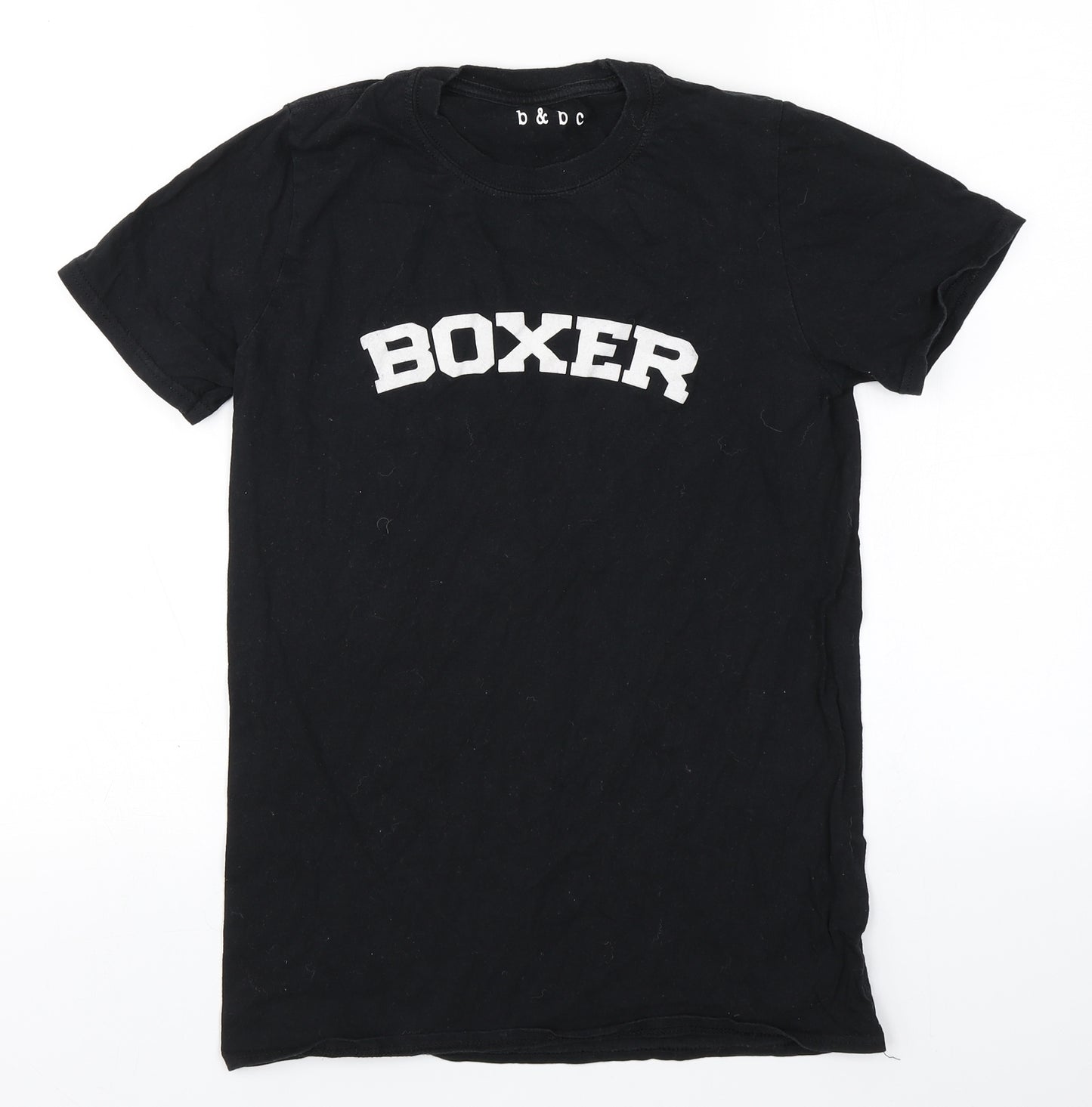 Preworn Womens Black   Basic T-Shirt  Round Neck - Boxer