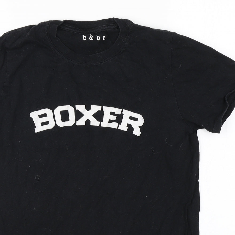 Preworn Womens Black   Basic T-Shirt  Round Neck - Boxer