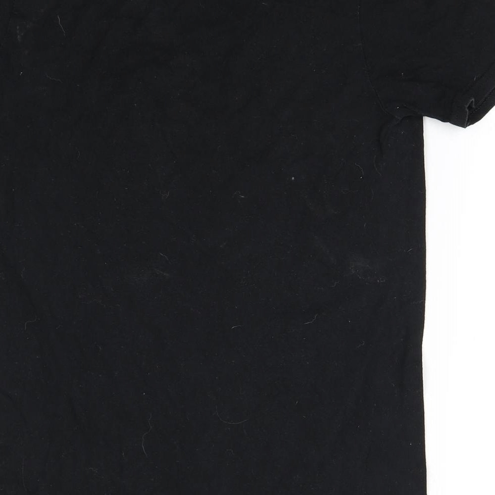 Preworn Womens Black   Basic T-Shirt  Round Neck - Boxer