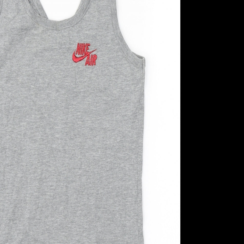 Nike Mens Grey  Cotton Basic Tank Size S Round Neck