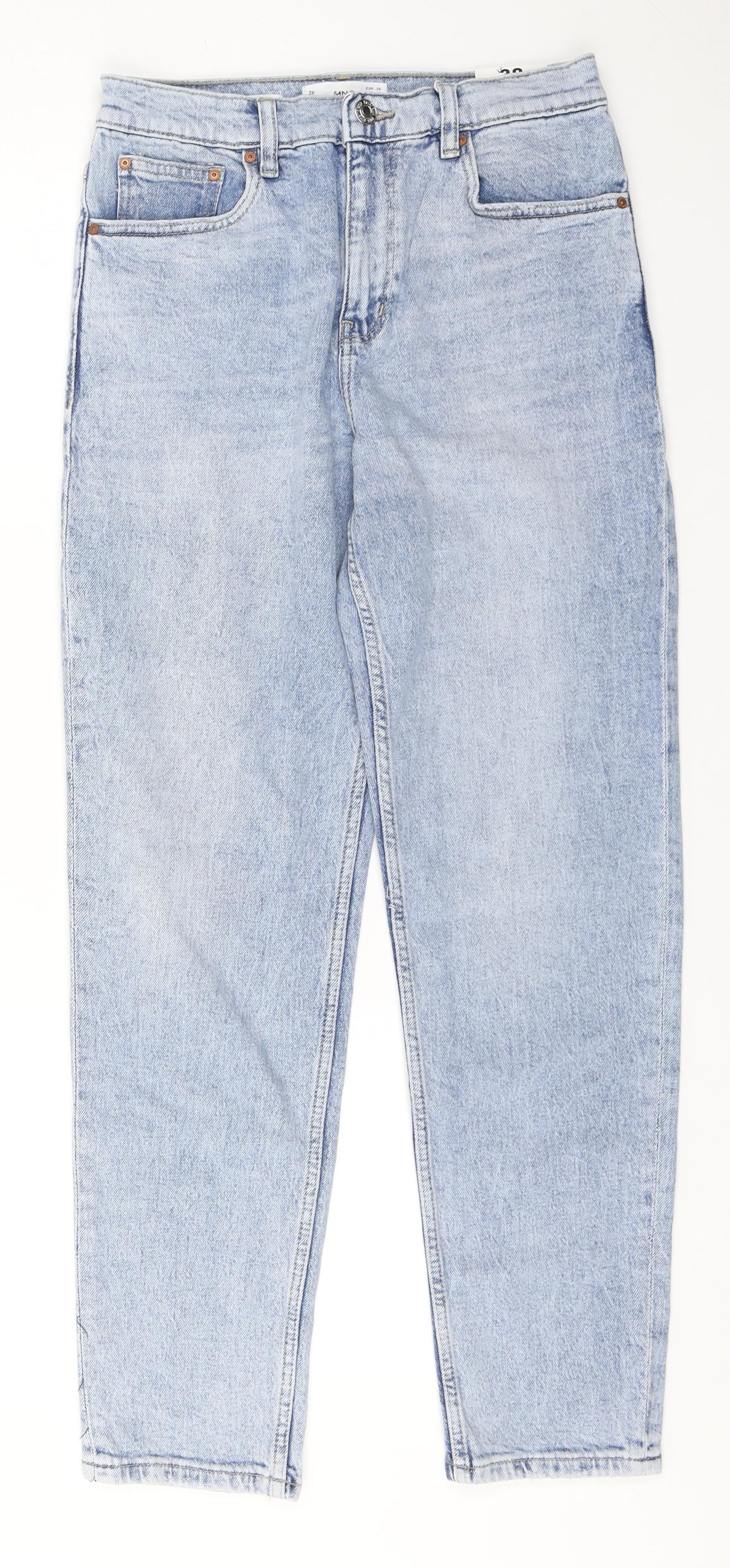 Mango Womens Blue  Cotton Mom Jeans Size 10 L27 in Regular
