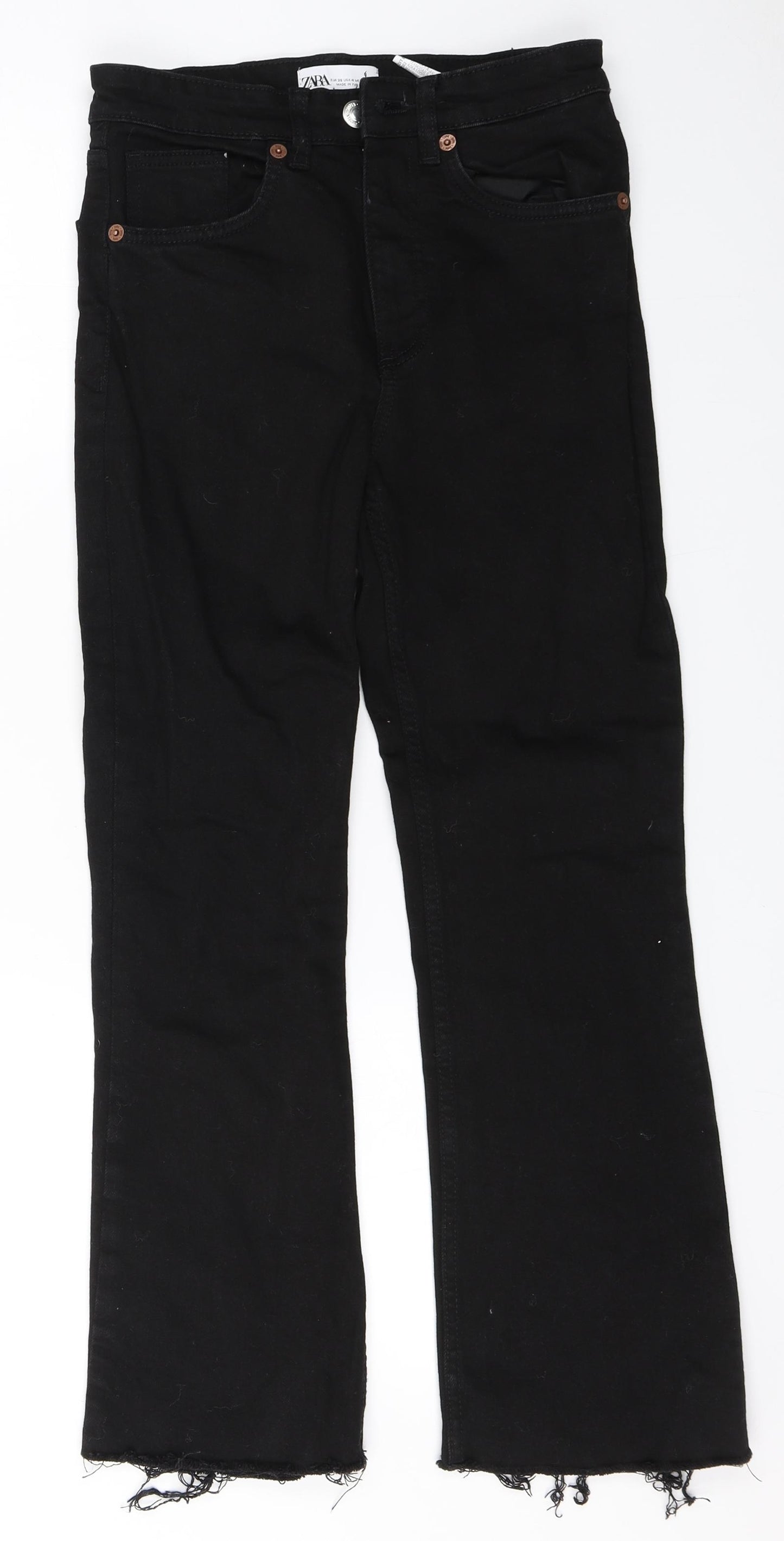 Zara Womens Black  Cotton Mom Jeans Size 6 L26 in Regular