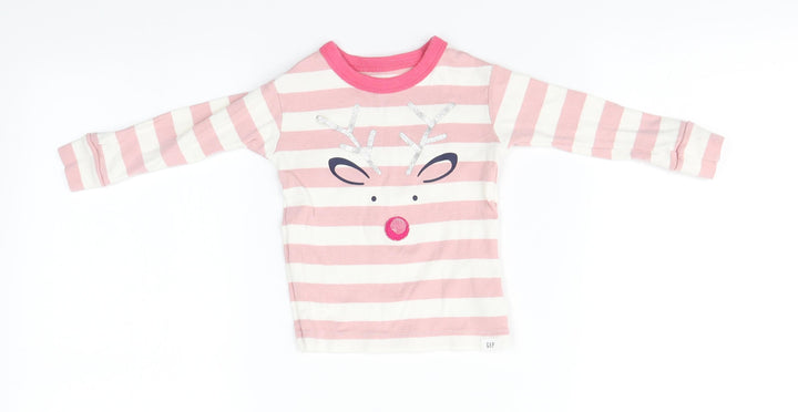 Gap Baby White Striped Cotton Pullover Jumper Size 12-18 Months - Reindeer