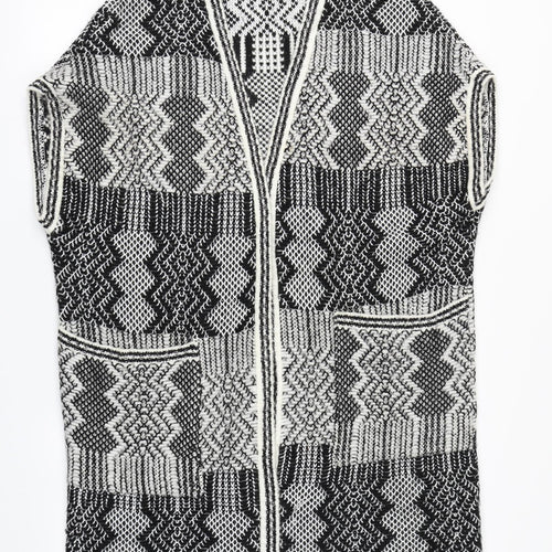 ASOS Womens Black Round Neck Fair Isle Acrylic Cardigan Jumper Size S