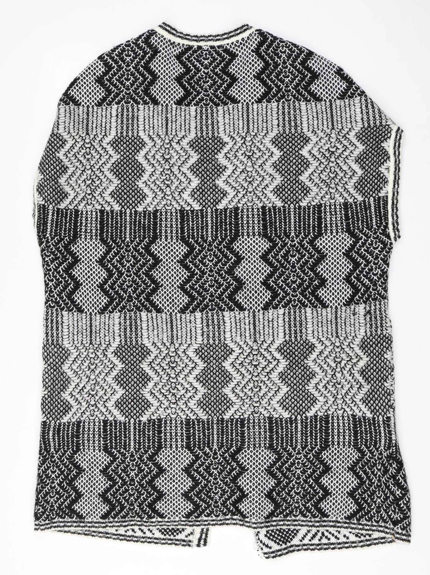 ASOS Womens Black Round Neck Fair Isle Acrylic Cardigan Jumper Size S