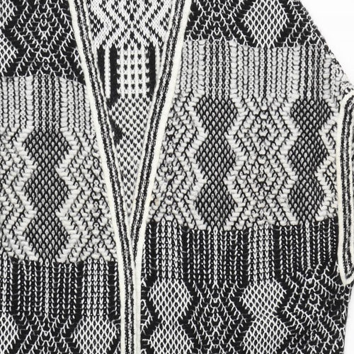 ASOS Womens Black Round Neck Fair Isle Acrylic Cardigan Jumper Size S