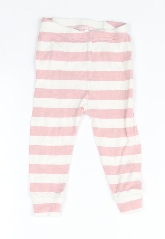 Front view of Gap Baby White Striped Cotton Jogger Trousers, size 12-18, Months