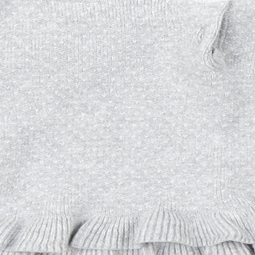 Preworn Girls Grey  Cotton Pullover Jumper Size 3-6 Months