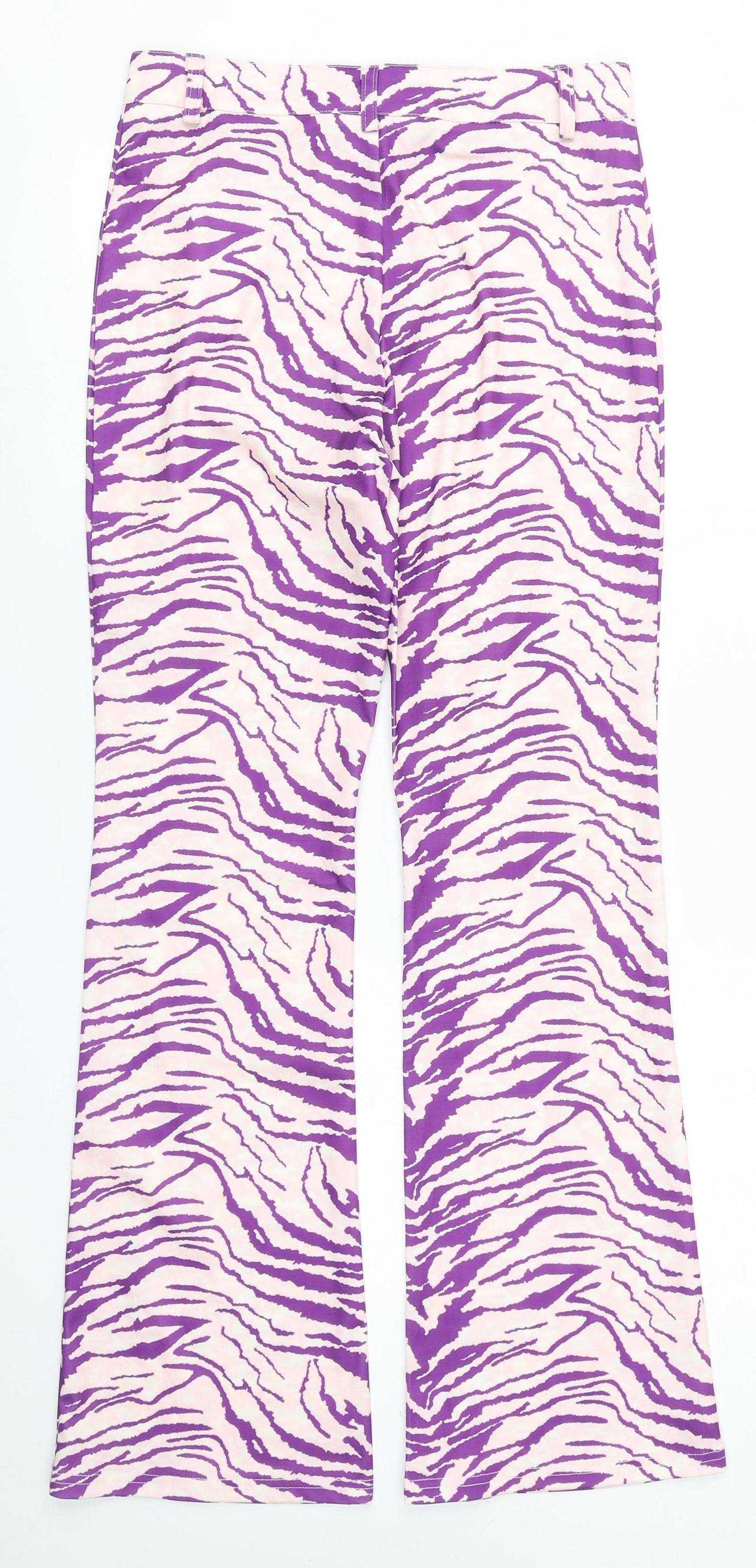 Cider Womens White Animal Print Cotton Trousers  Size L L30 in Regular