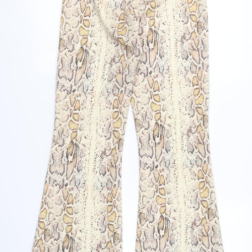 Weekday Womens Beige Animal Print Polyester Trousers  Size 10 L32 in Regular