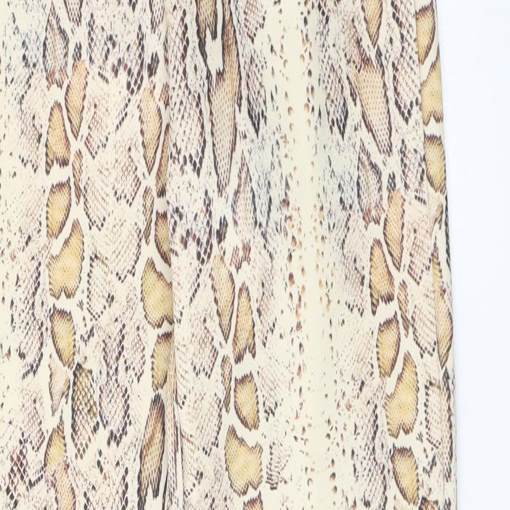 Weekday Womens Beige Animal Print Polyester Trousers  Size 10 L32 in Regular
