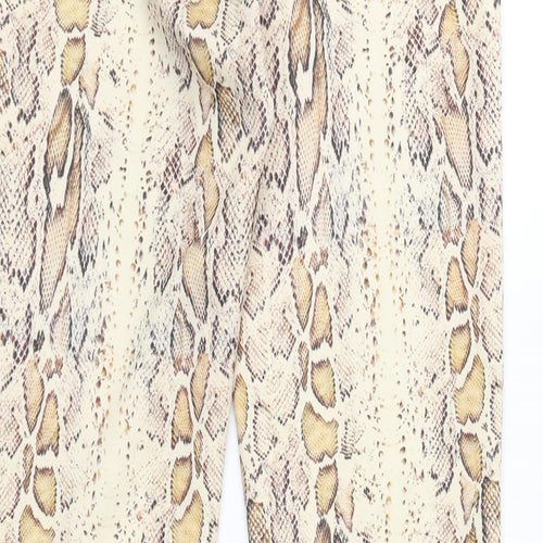 Weekday Womens Beige Animal Print Polyester Trousers  Size 10 L32 in Regular