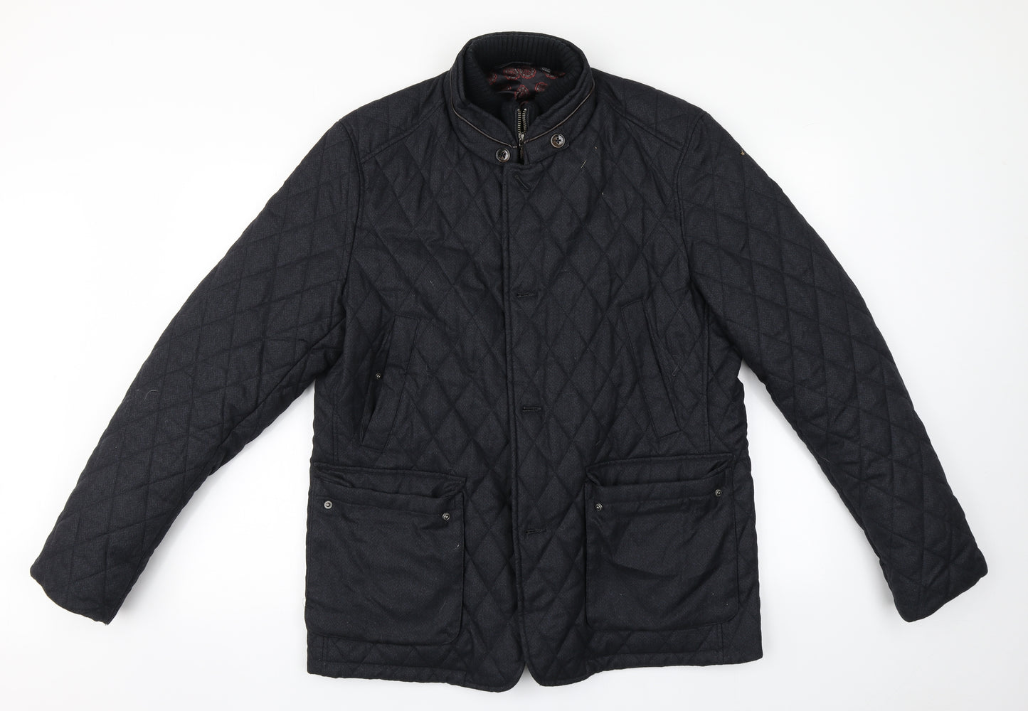Ted Baker Womens Black Argyle/Diamond  Overcoat Coat