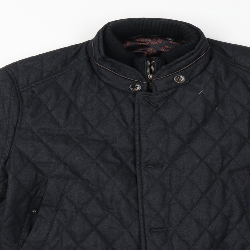 Ted Baker Womens Black Argyle/Diamond  Overcoat Coat