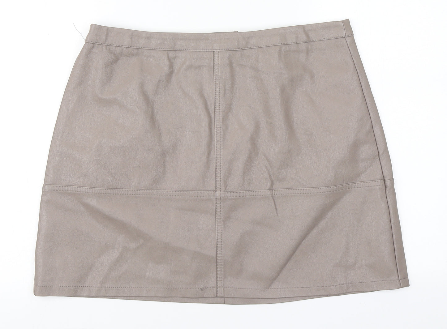 New Look Womens Beige  Polyurethane Straight & Pencil Skirt Size 14