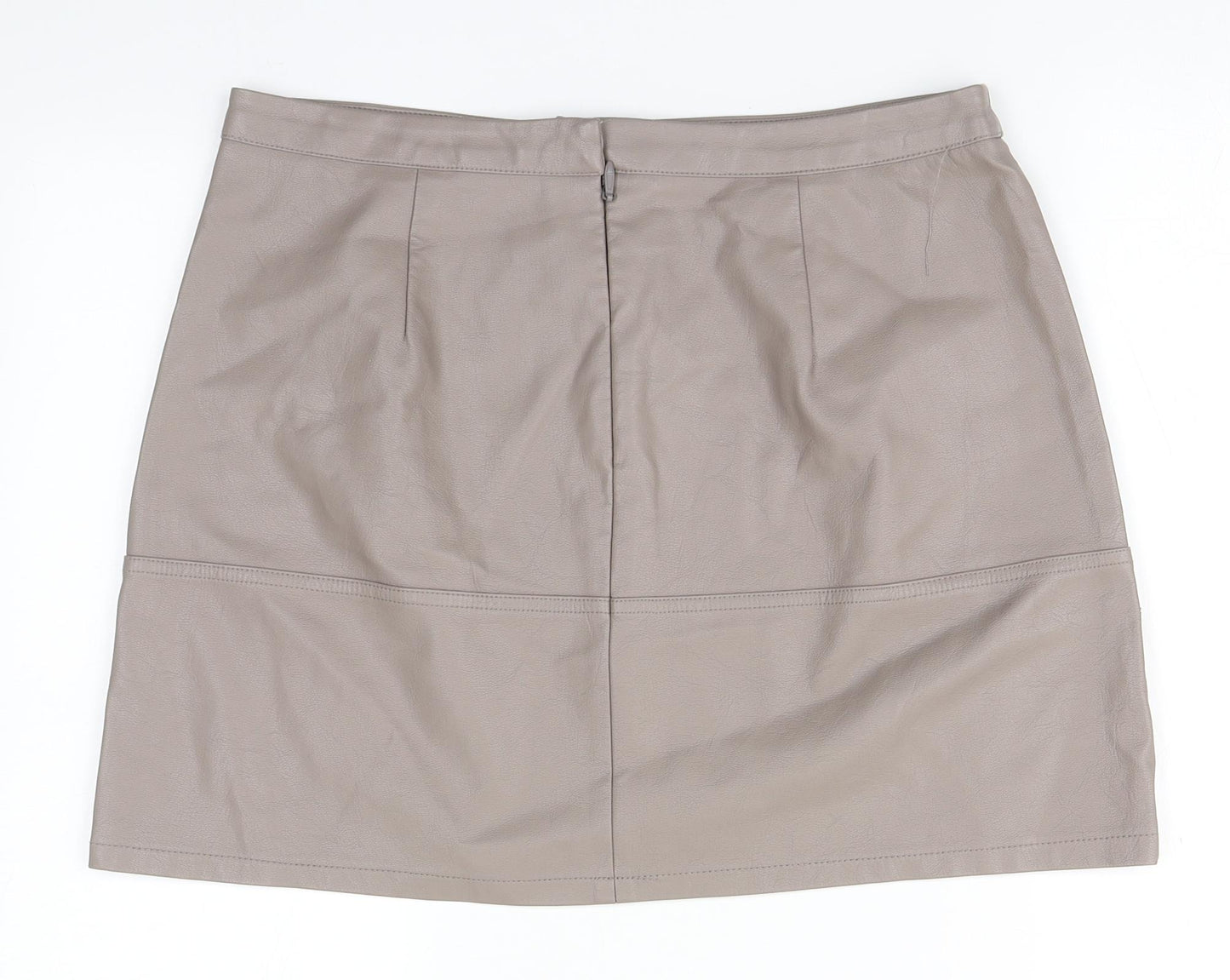 New Look Womens Beige  Polyurethane Straight & Pencil Skirt Size 14