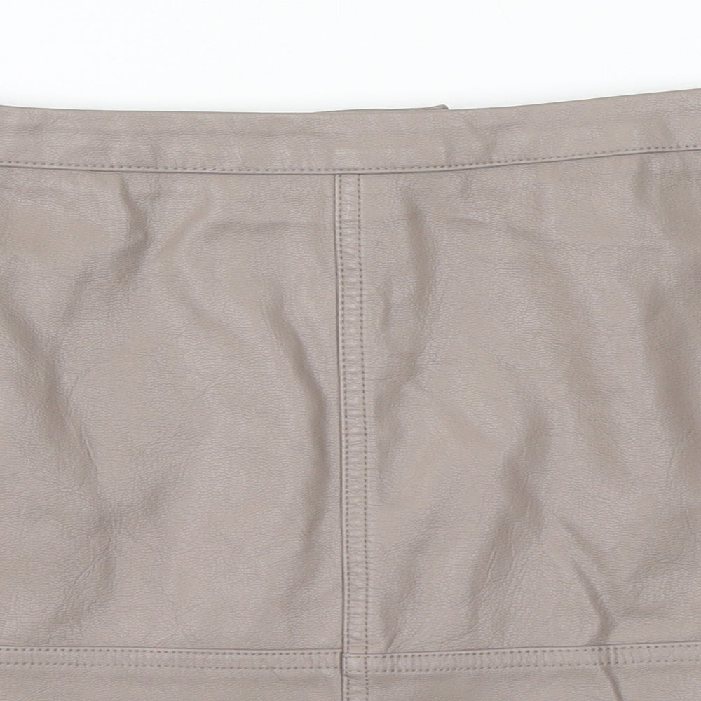 New Look Womens Beige  Polyurethane Straight & Pencil Skirt Size 14