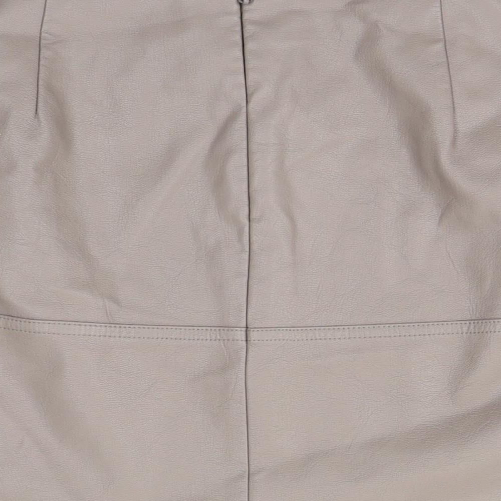 New Look Womens Beige  Polyurethane Straight & Pencil Skirt Size 14