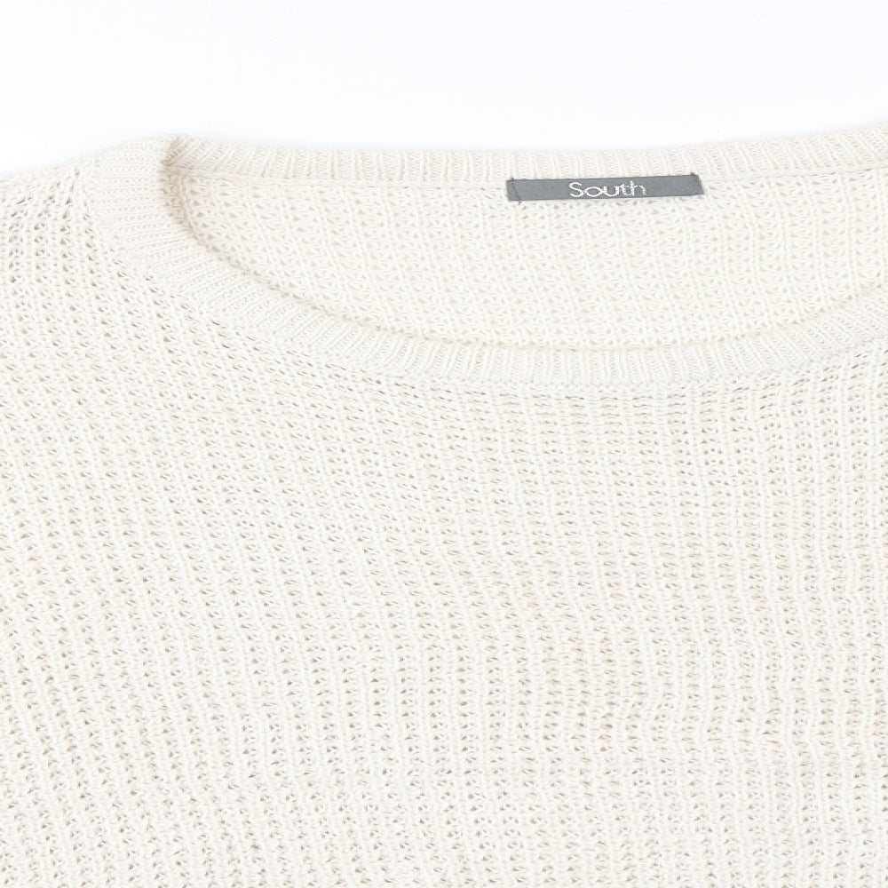 South Womens Ivory Round Neck  Acrylic Pullover Jumper Size 16