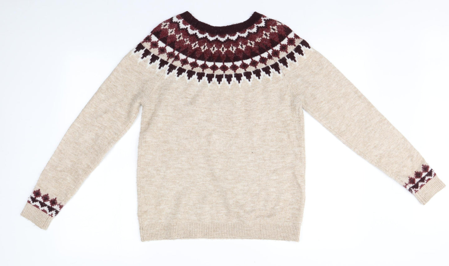 Dorothy Perkins Womens Beige Round Neck  Acrylic Pullover Jumper Size 8