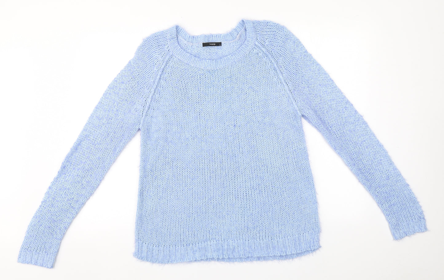 George Womens Blue Round Neck  Acrylic Pullover Jumper Size 14