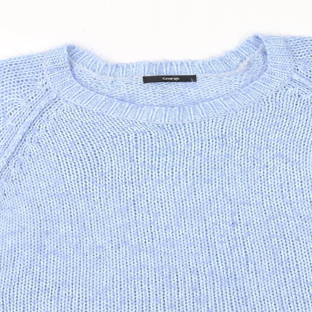 George Womens Blue Round Neck  Acrylic Pullover Jumper Size 14