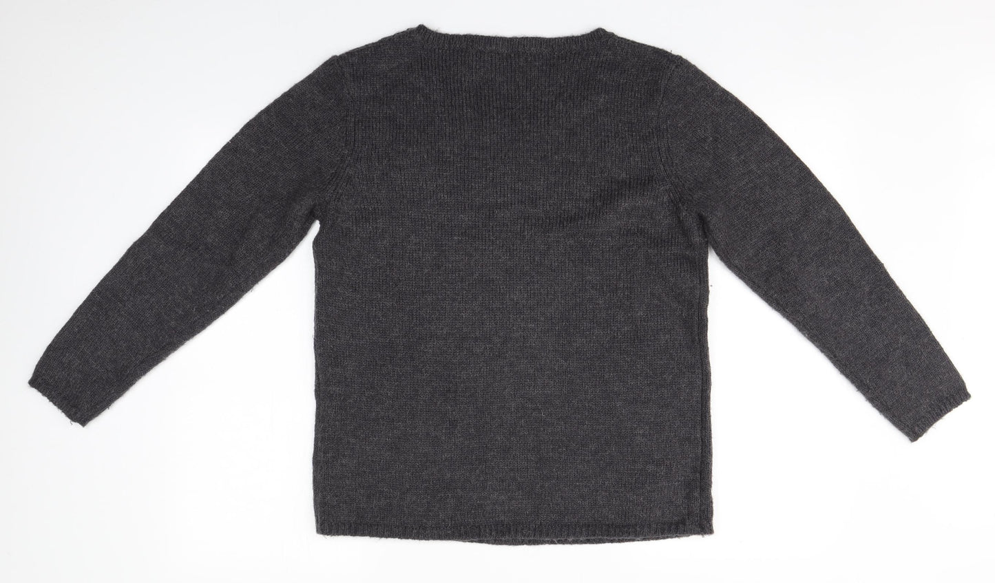 Damart Womens Grey Round Neck Floral Acrylic Pullover Jumper Size 14