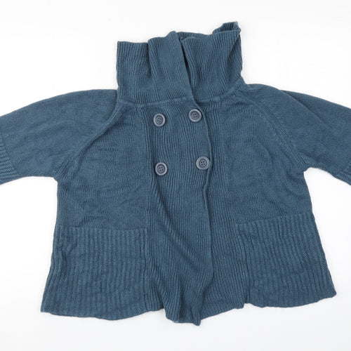 Preworn Womens Blue Roll Neck  Acrylic Cardigan Jumper Size M