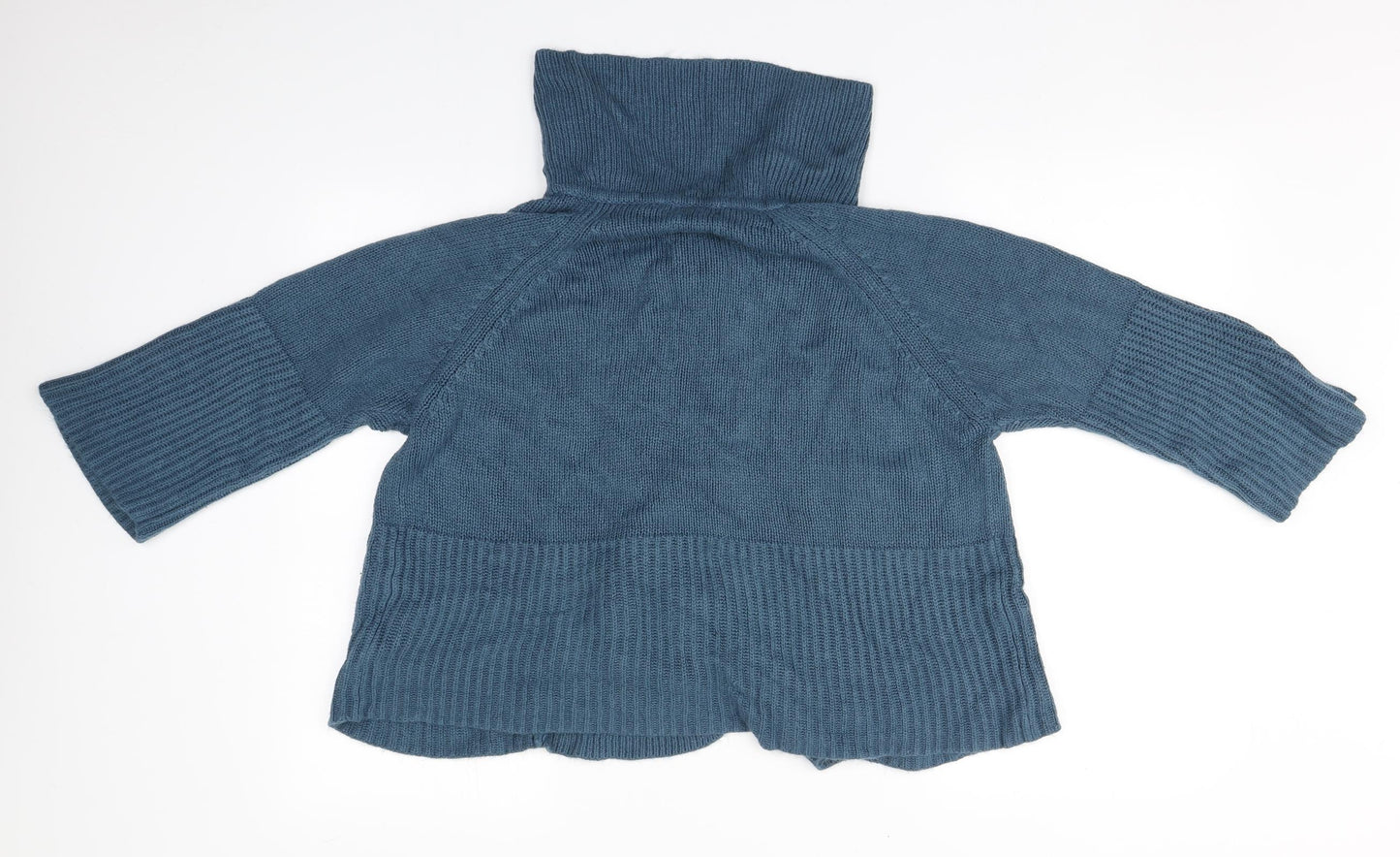 Preworn Womens Blue Roll Neck  Acrylic Cardigan Jumper Size M