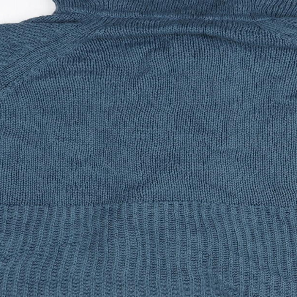 Preworn Womens Blue Roll Neck  Acrylic Cardigan Jumper Size M