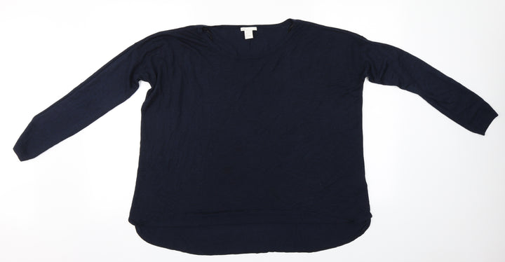 H&M Womens Blue  Acrylic Basic T-Shirt Size L Round Neck