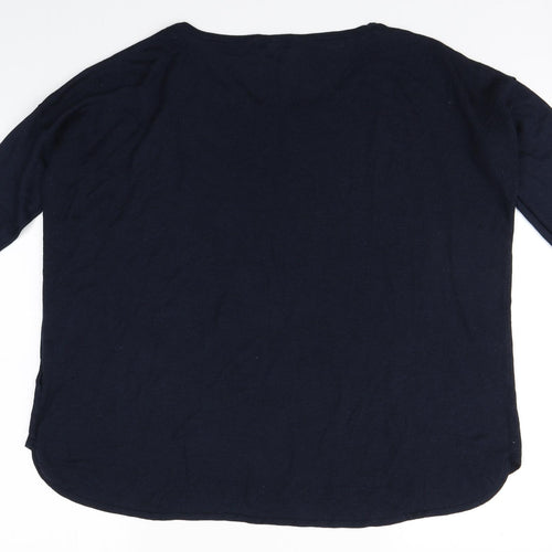 H&M Womens Blue  Acrylic Basic T-Shirt Size L Round Neck