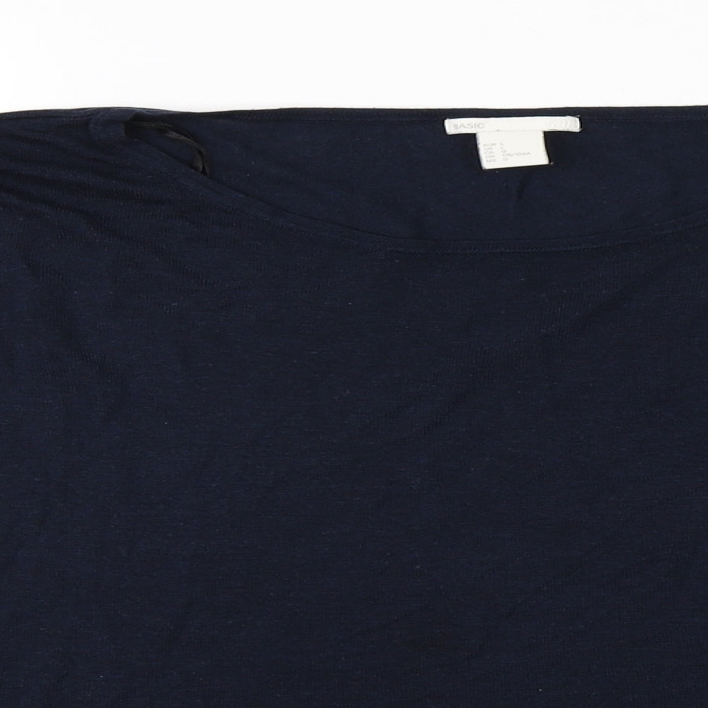 H&M Womens Blue  Acrylic Basic T-Shirt Size L Round Neck