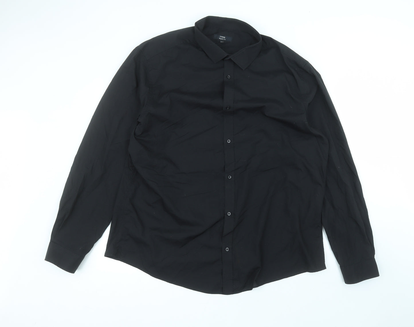 George Mens Black  Cotton  Dress Shirt Size 18.5 Collared