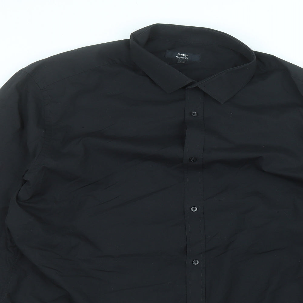 George Mens Black  Cotton  Dress Shirt Size 18.5 Collared