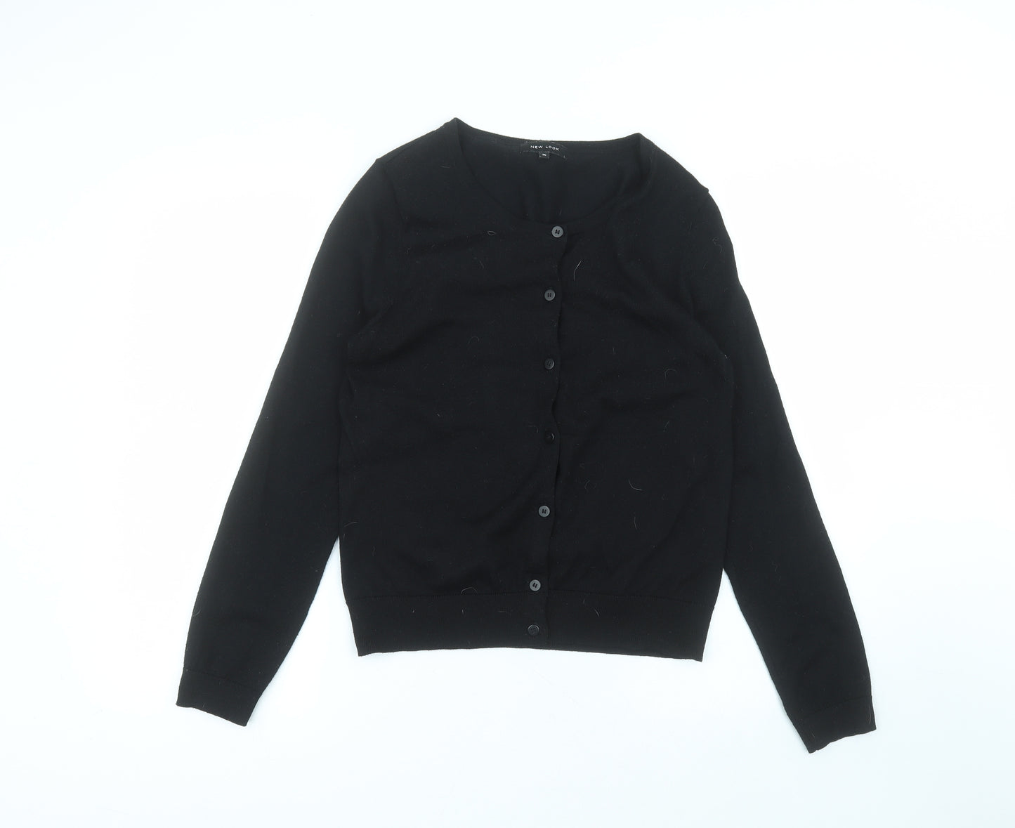 New Look Womens Black Round Neck  Polyester Cardigan Jumper Size 14