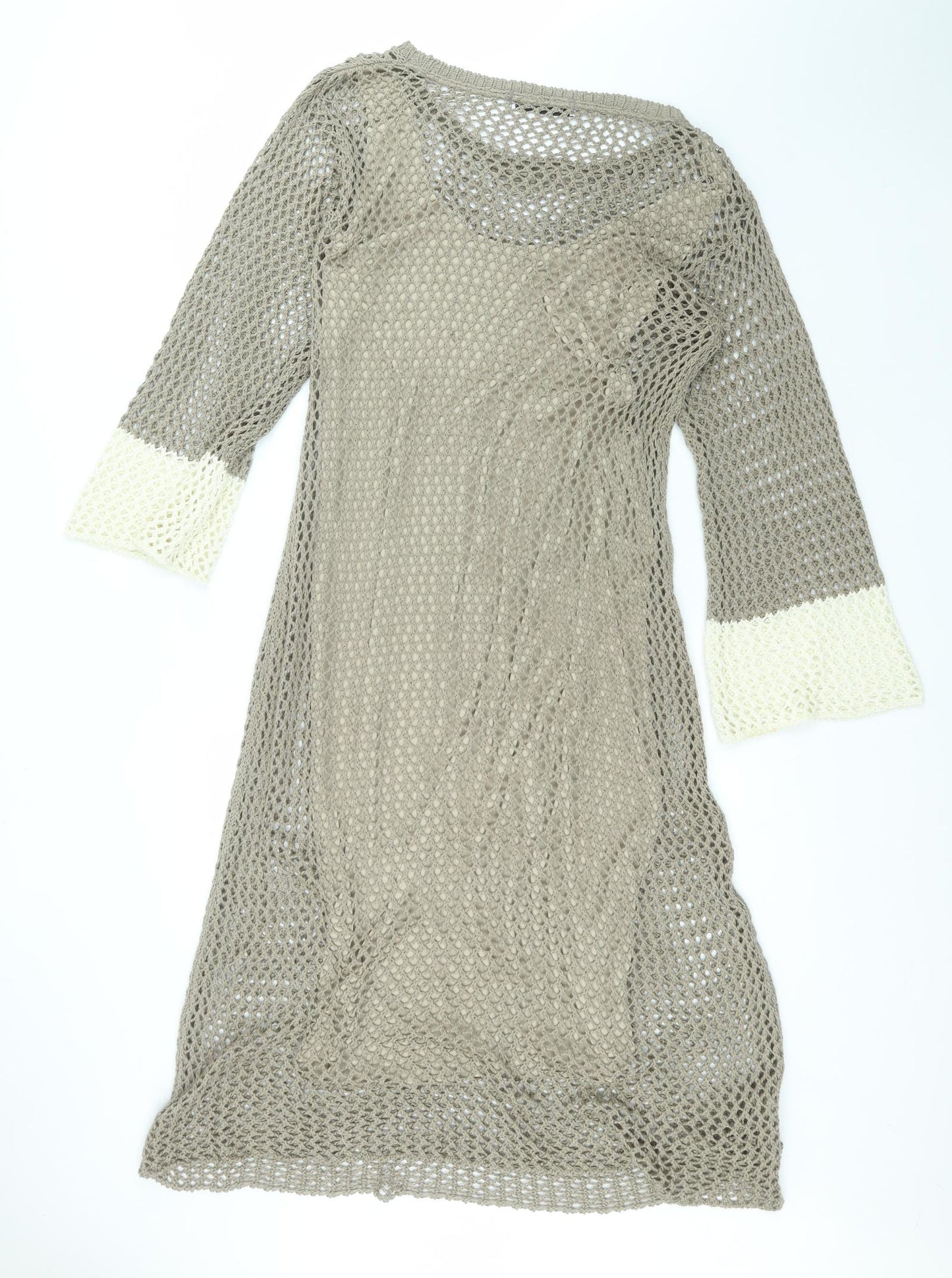 Zara Womens Brown  Viscose A-Line  Size L  Round Neck