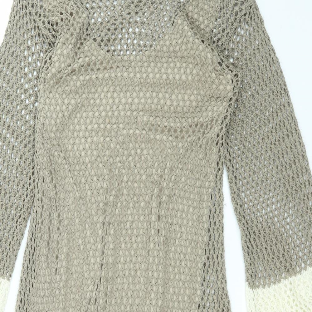Zara Womens Brown  Viscose A-Line  Size L  Round Neck