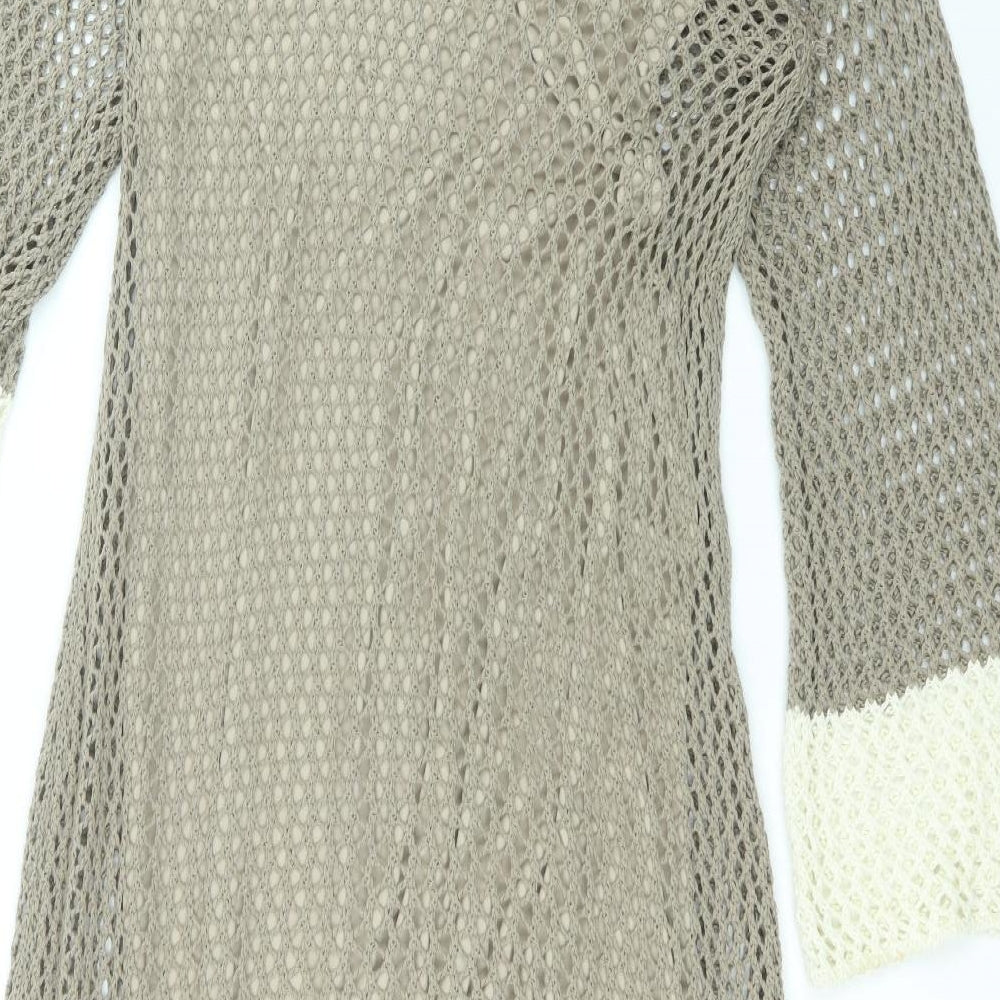 Zara Womens Brown  Viscose A-Line  Size L  Round Neck