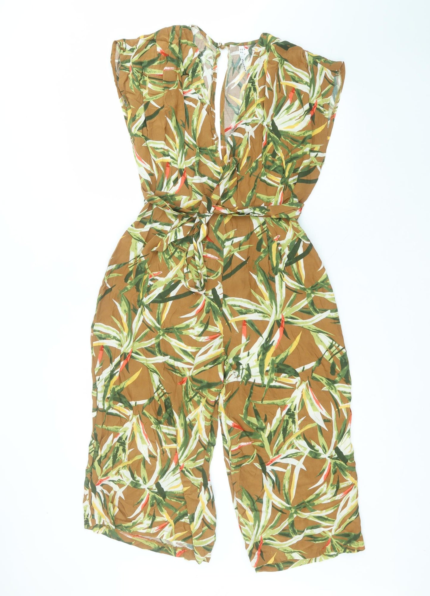 Indikah Womens Brown Floral Polyester Jumpsuit One-Piece Size M