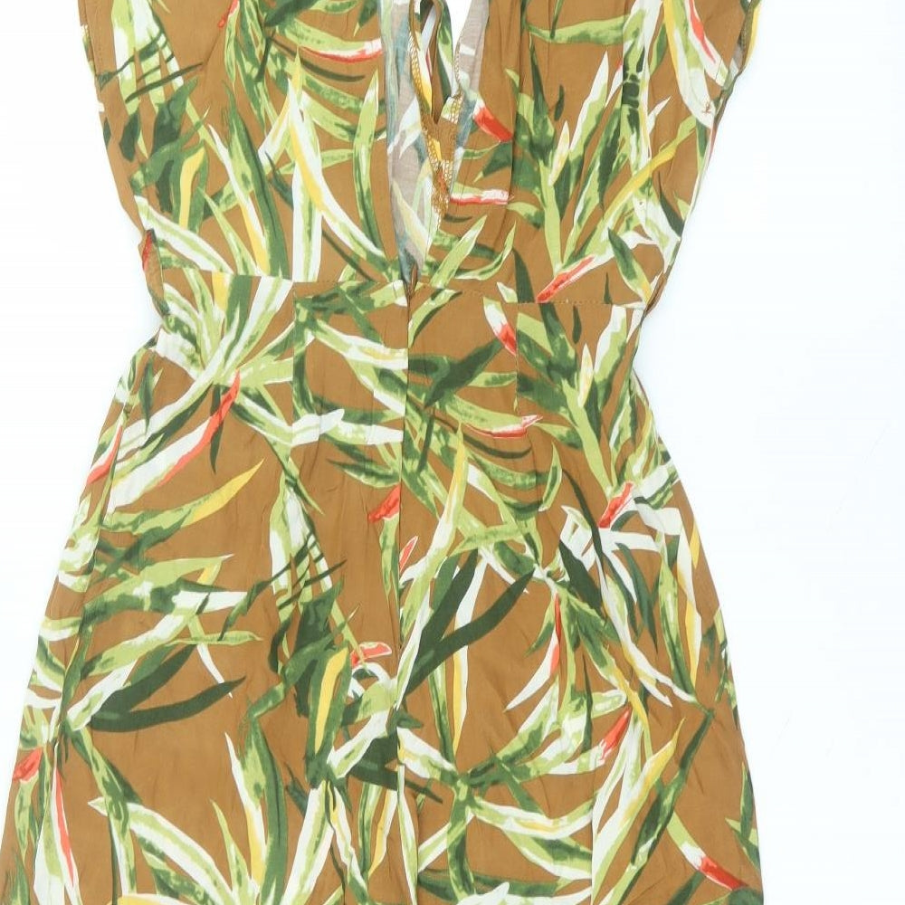 Indikah Womens Brown Floral Polyester Jumpsuit One-Piece Size M