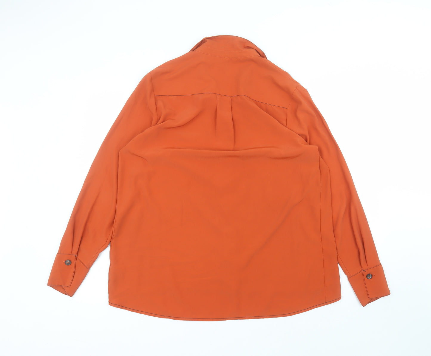 New Look Womens Orange  Polyester Basic Button-Up Size 14 Collared